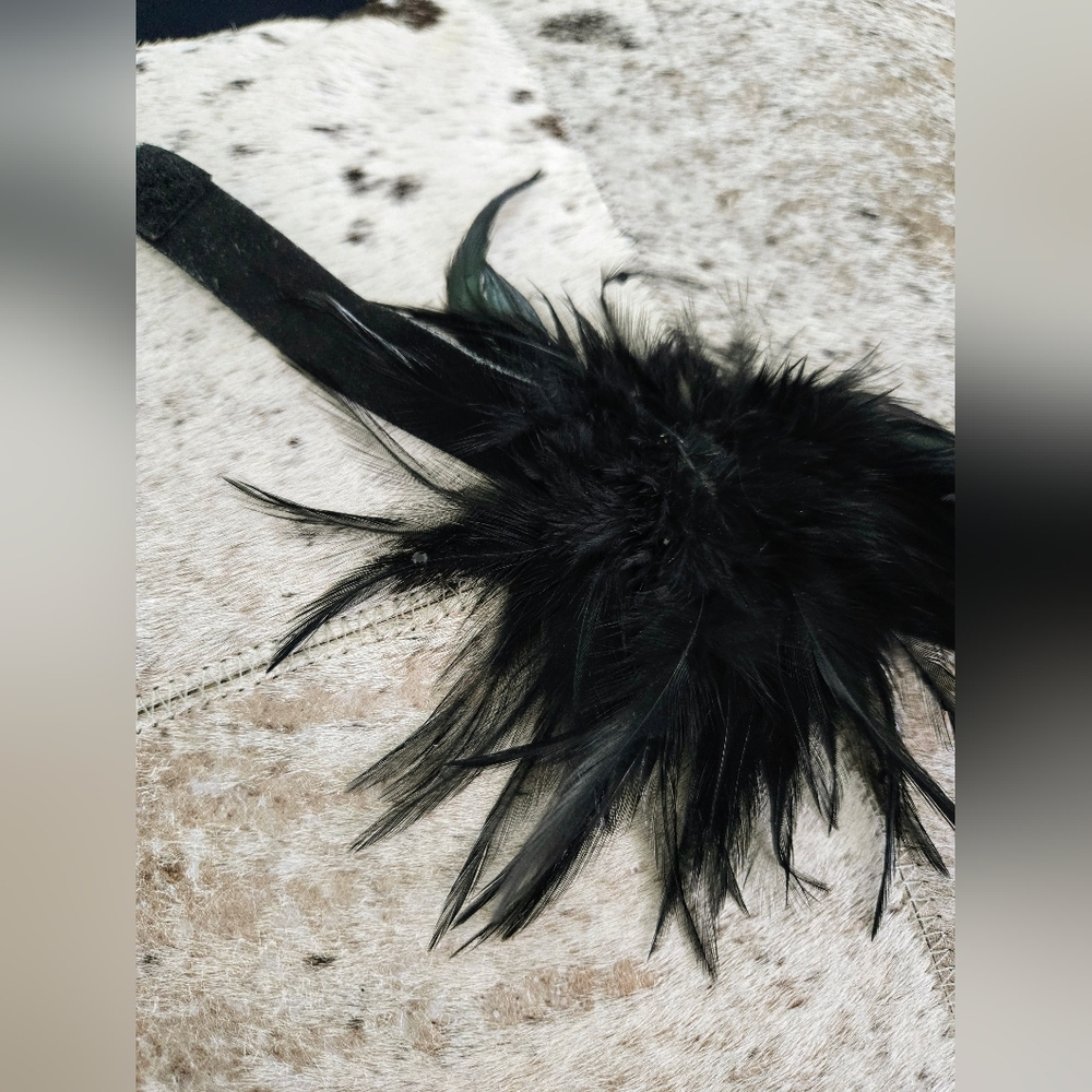Elegant Black Feather & Rhinestones Choker - Picture 8 of 11